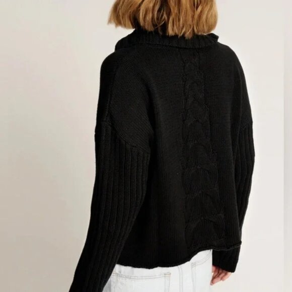 NWT | One Teaspoon Poison Classic Chunky Roll‎ Neck Cotton Knit Sweater Black S - Picture 3 of 8